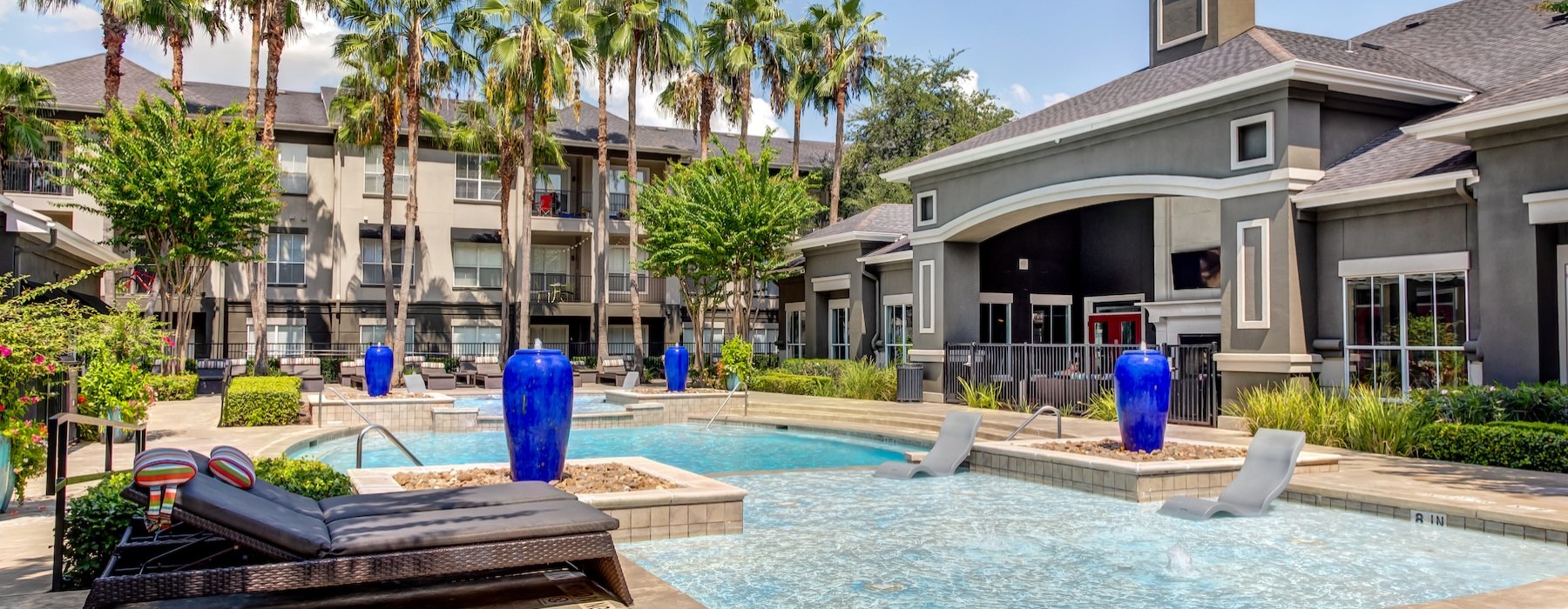 a pool in a courtyard